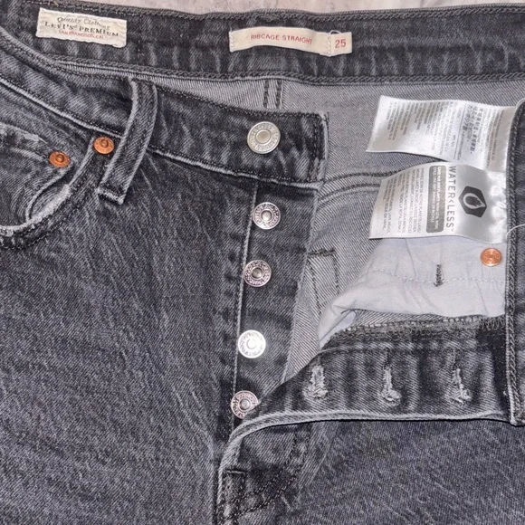 Free people Levi's high rise Women's ribcage straight leg Gray Jeans - Picture 9 of 12